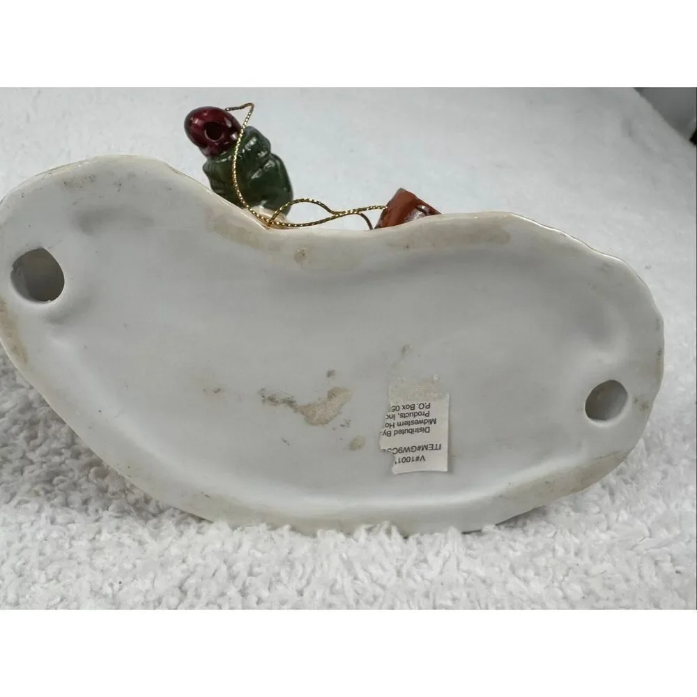 Christmas Teddy Bear Pulling Sled Porcelain Figure